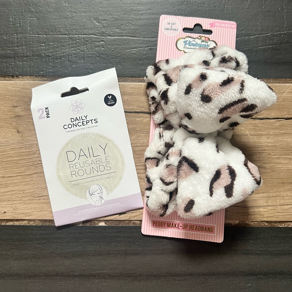 Leopard Makeup Headband and Reusable Cotton Rounds